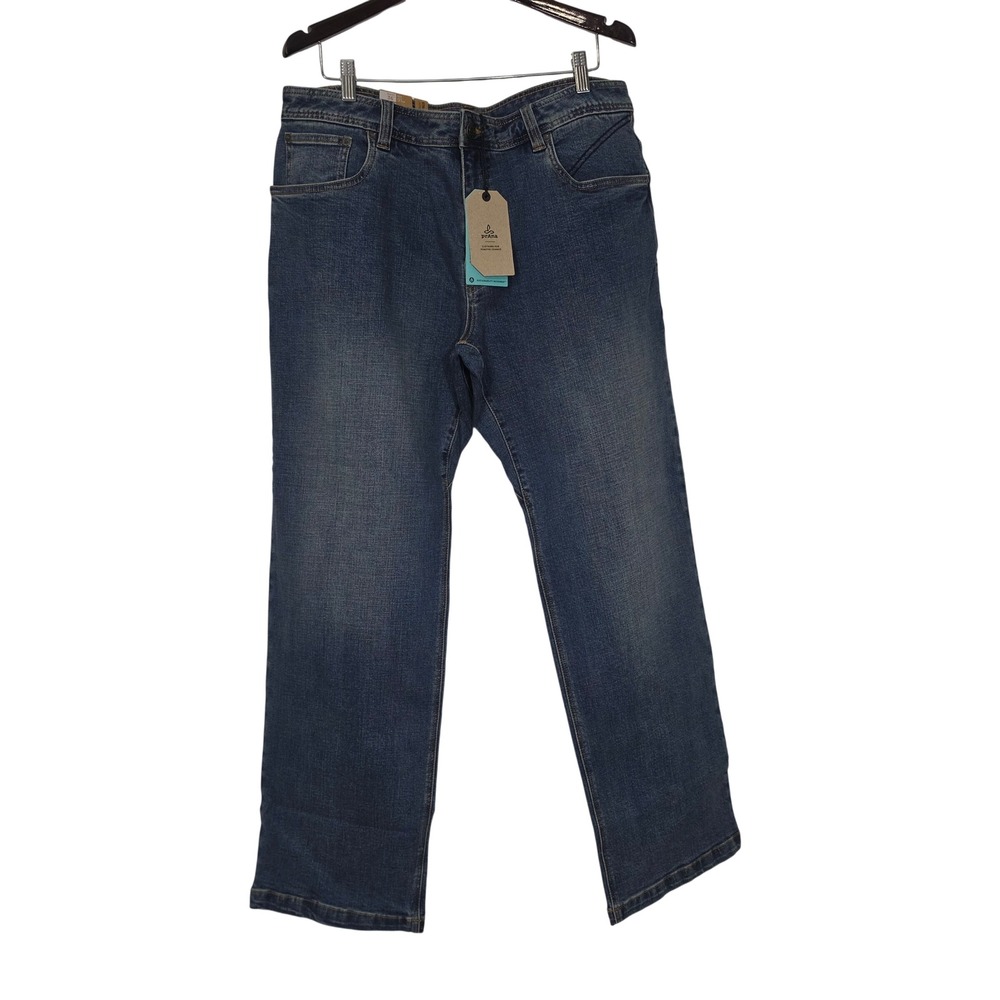 Prana Axiom Jeans Mens 36x32 Antique Stone Wash NEW Straight Leg Stretch Denim